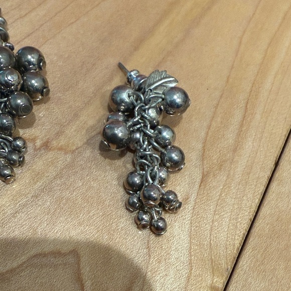Silver Grape Cluster Earrings - Picture 2 of 2